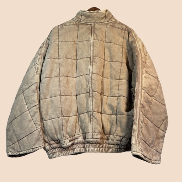Free People Oversized Quilted Dolman Bomber Jacket Champagne Tan Large - Picture 12 of 16